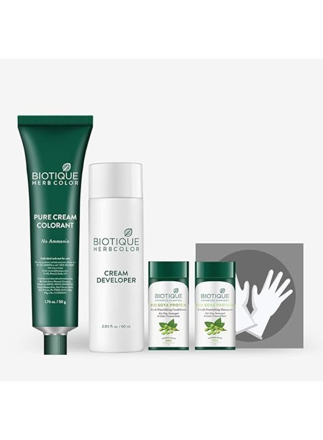 Biotique Herbcolor Conditioning Hair Colour l Ammonia Free Hair Color l 9 Organic Herbal Extracts l Natural and Healthy Shine l 50g + 110ml| Brown 4N (Pack of 1) - Image 2